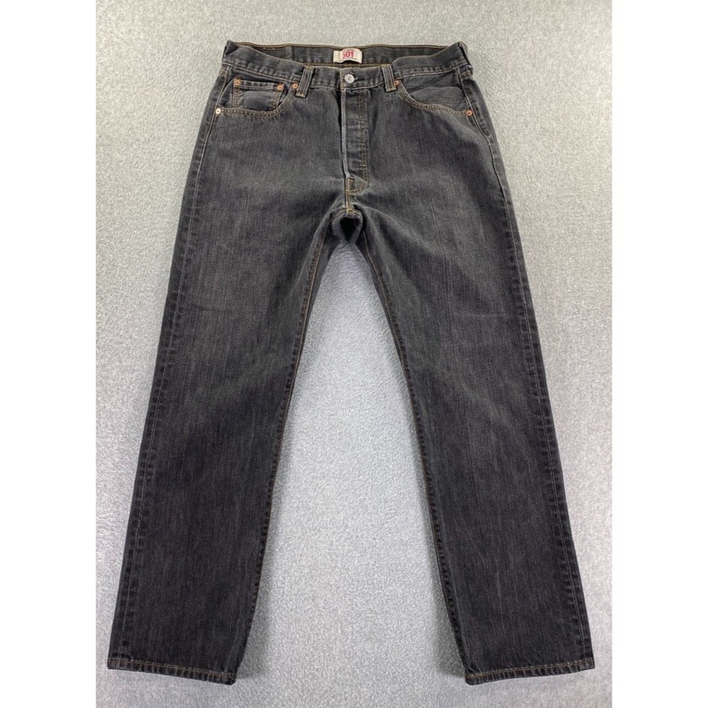 Vintage Levis 501 Jeans Size 36x34 Black Straight Leg Button Fly Mens Denim‎ Y2K